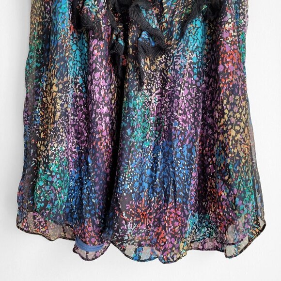 Rebecca Taylor Multicolor Metallic Ruffle Silk Boho Tank Top - Picture 11 of 11